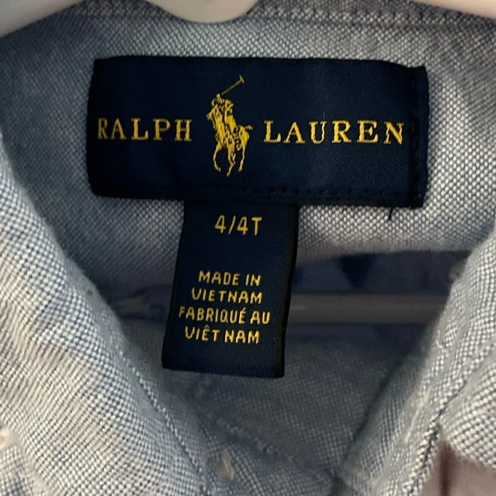 Ralph Lauren Classic Fit Kids Light Blue Cotton Oxford Button Down Shirt size 4T